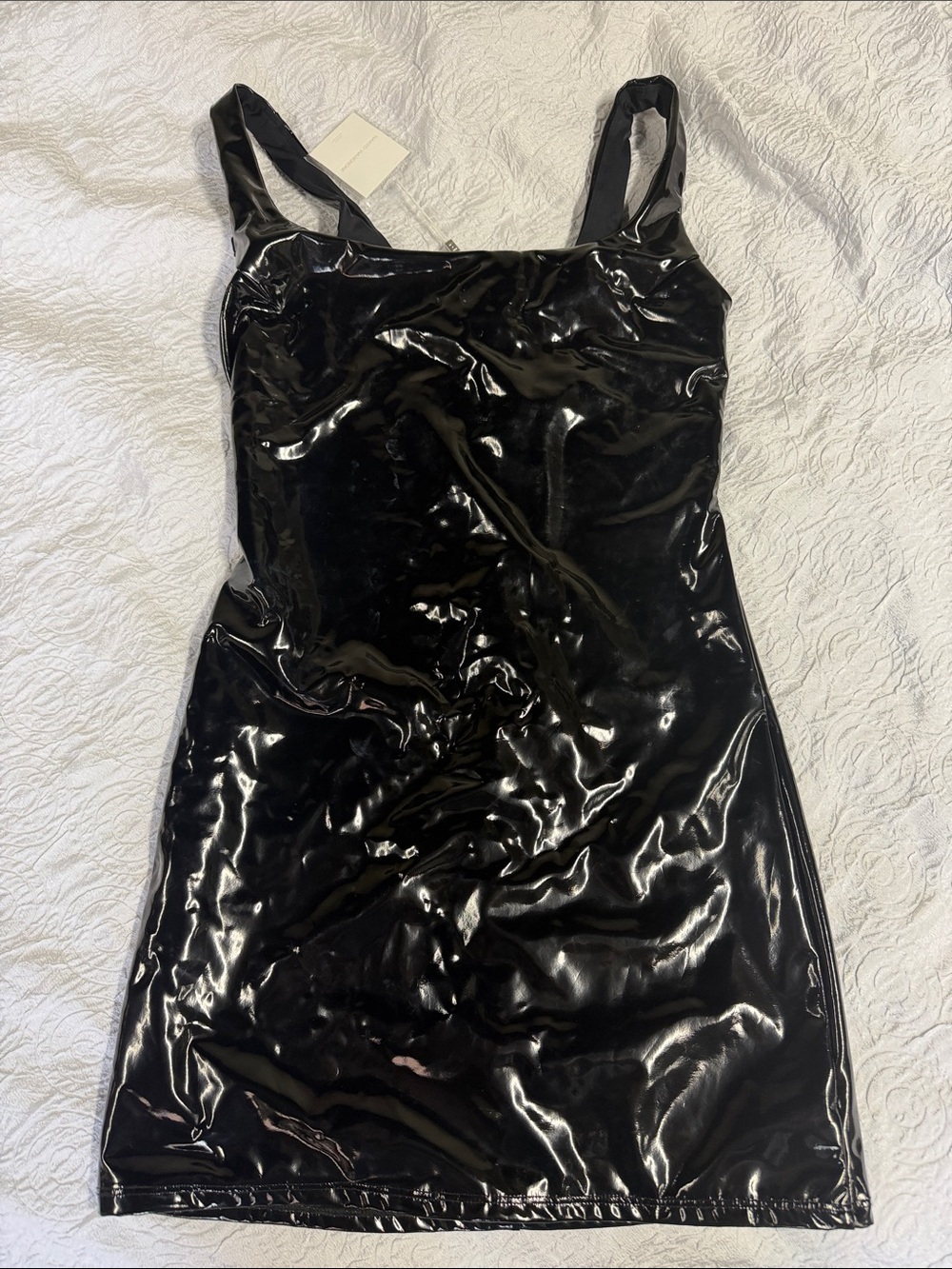 naked wardrobe Black Patent Mini Dress